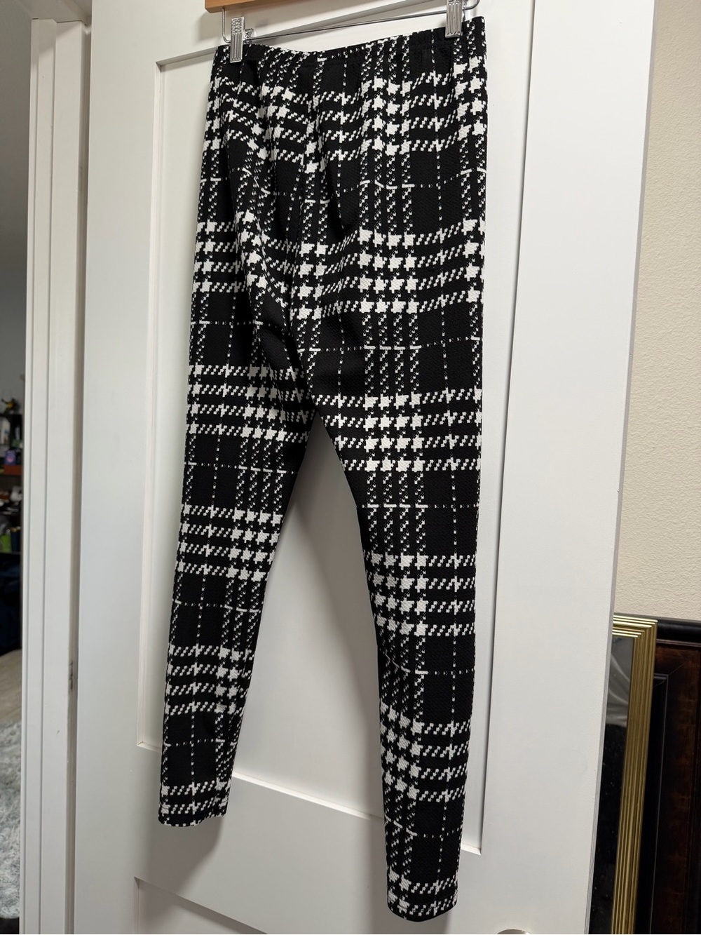 SHEIN Black and White Plaid Kids Leggings